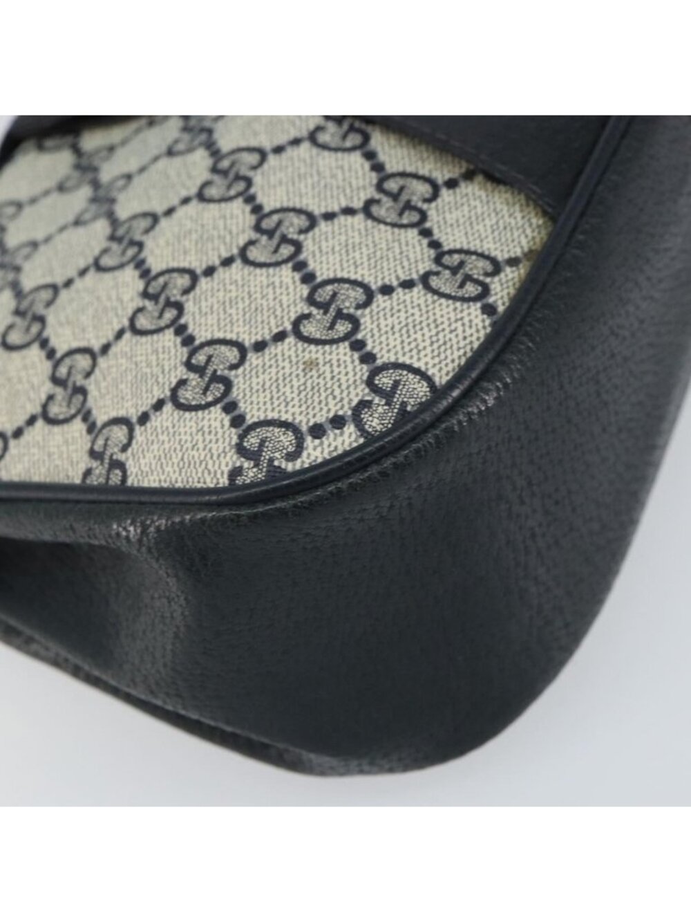 Authentic GUCCI GG Supreme Sherry Line Shoulder Bag PVC Navy Gold - Picture 6 of 16